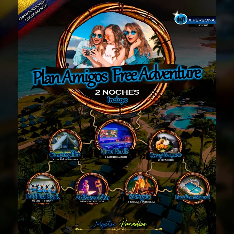Plan AMIGOS FREE ADVENTURE Mystic Paradise lago Calima
