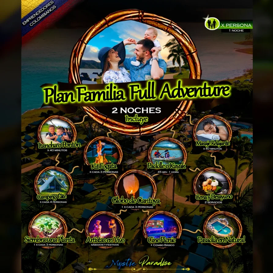 Plan FAMILIA FULL ADVENTURE Mystic Paradise Lago Calima