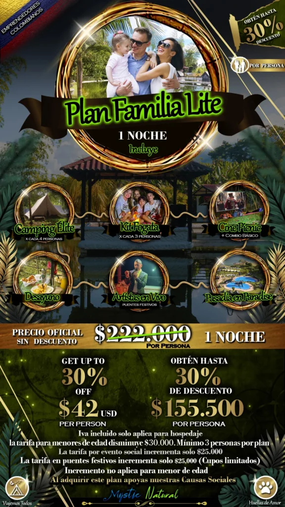 Plan Familia Lite (2 Dias - 1 Noche) Mystic Paradise 1 Plan FAMILIA LITE Mystic Natural Lago Calima