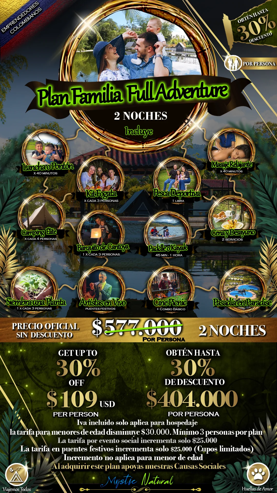 Plan Familia Full Adventure Mystic Natural (3 Dias-2 Noches) 1 Plan FAMILIA FULL ADVENTURE Mystic Nagtural lago calima
