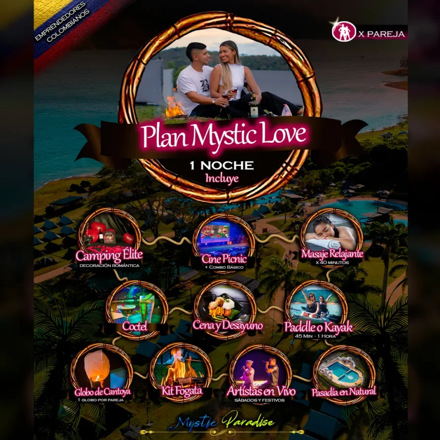 Plan Mystic Love Paradise: Escapada Romántica Inolvidable para Parejas en Calima, Valle del Cauca (1 noche)